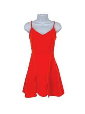 Storee A-Line Mini Dress Party Club V-neck Sleeveless Tomato Orange Size Small